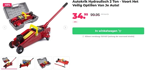 Autokrik Hydraulisch 2 Ton -65% bij voordeelvanger.nl